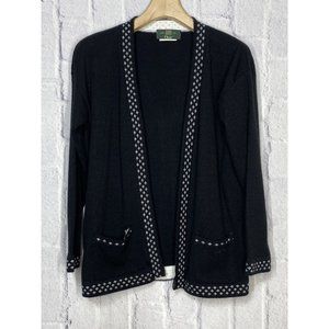 Vintage Orvis Sweater Womens M Open Cardigan Knit Retro Boho USA Acrylic Pockets